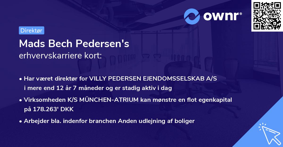Mads Bech Pedersen's erhvervskarriere kort