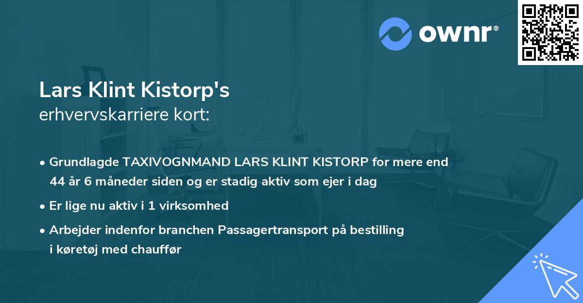 Lars Klint Kistorp's erhvervskarriere kort