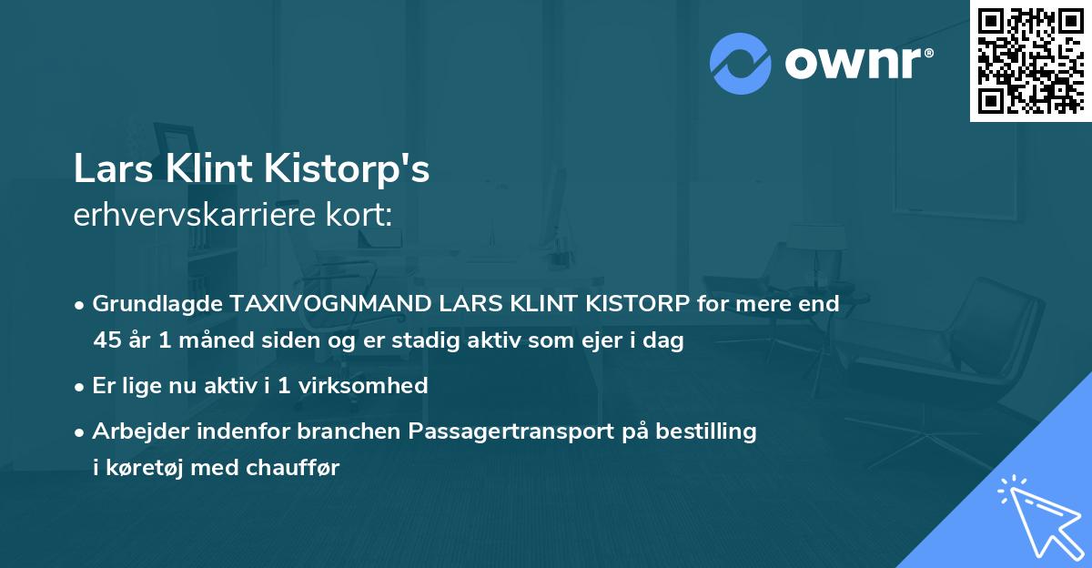 Lars Klint Kistorp's erhvervskarriere kort