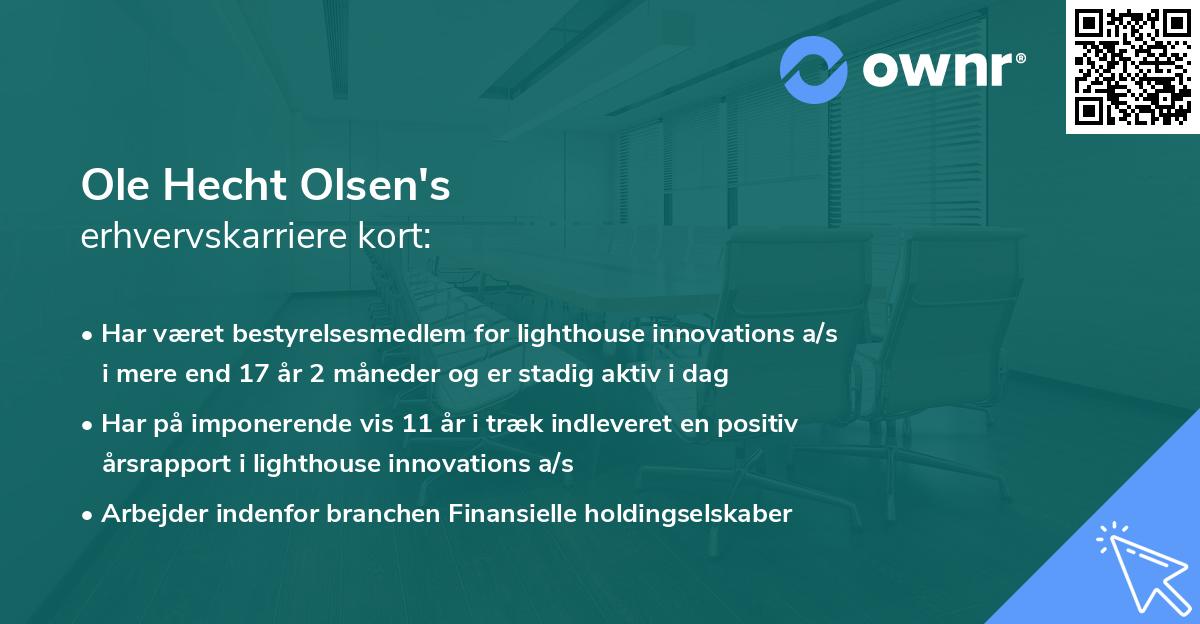 Ole Hecht Olsen's erhvervskarriere kort