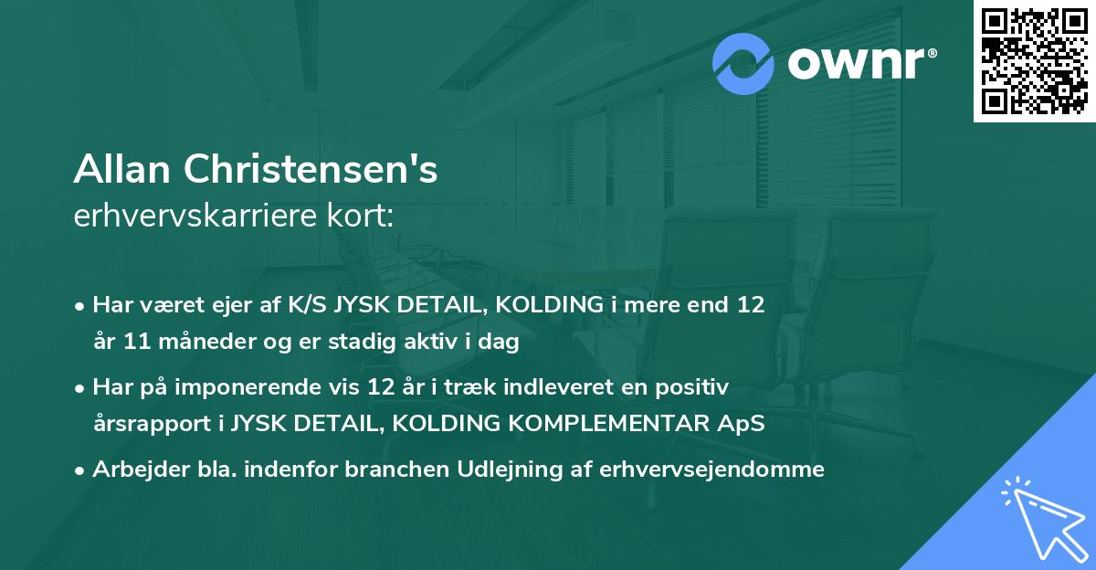Allan Christensen's erhvervskarriere kort