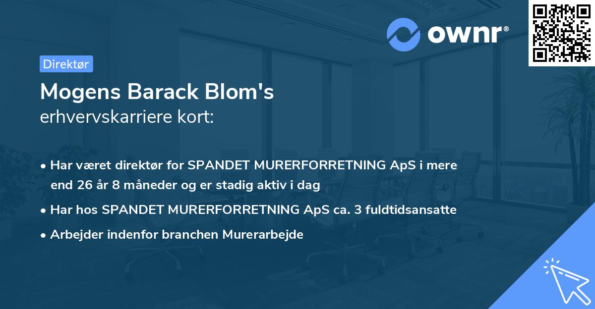 Mogens Barack Blom's erhvervskarriere kort