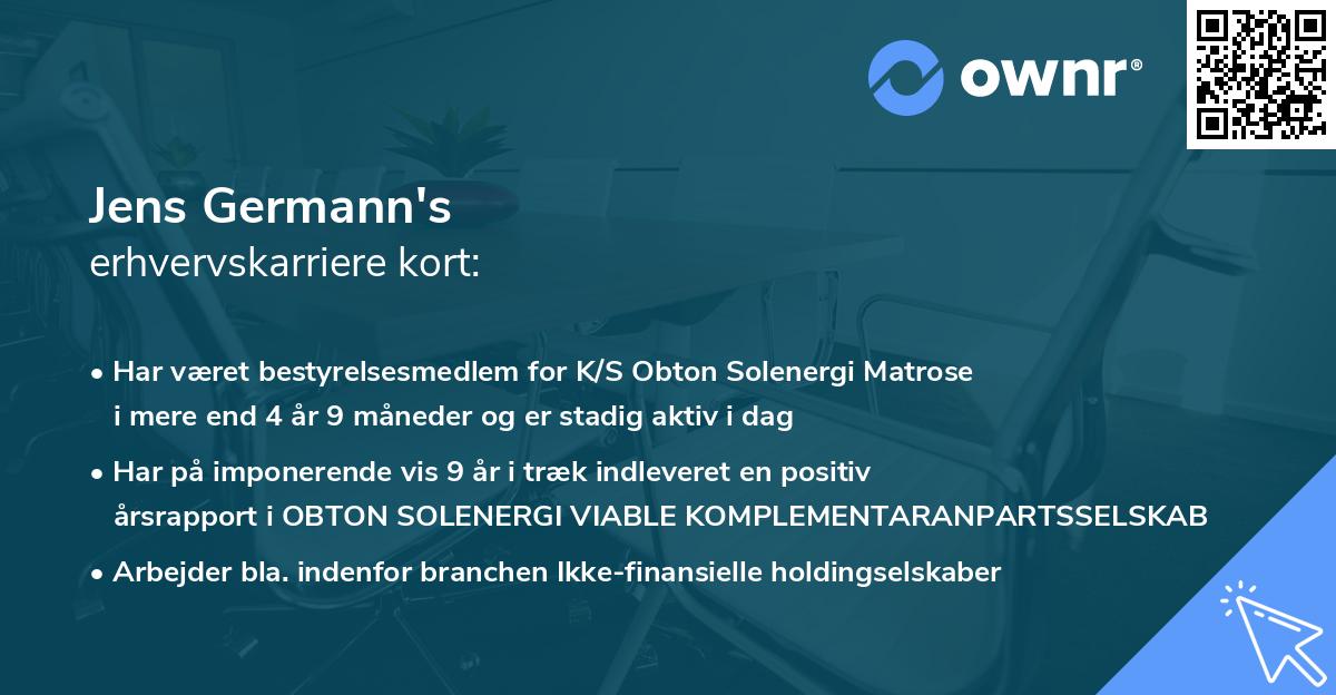 Jens Germann's erhvervskarriere kort