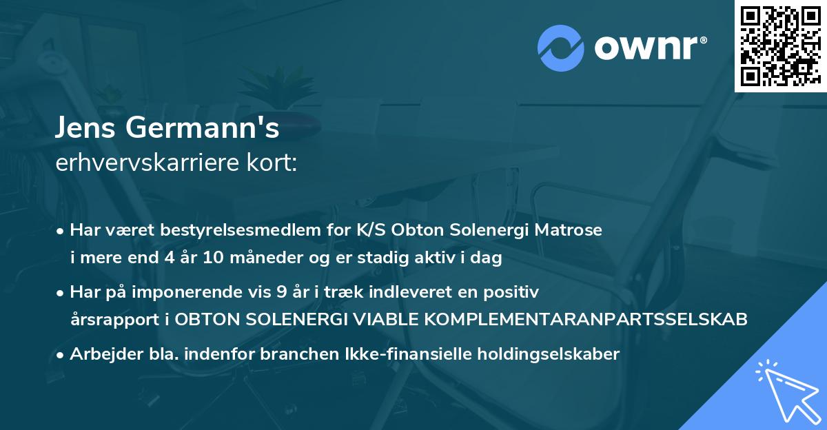 Jens Germann's erhvervskarriere kort
