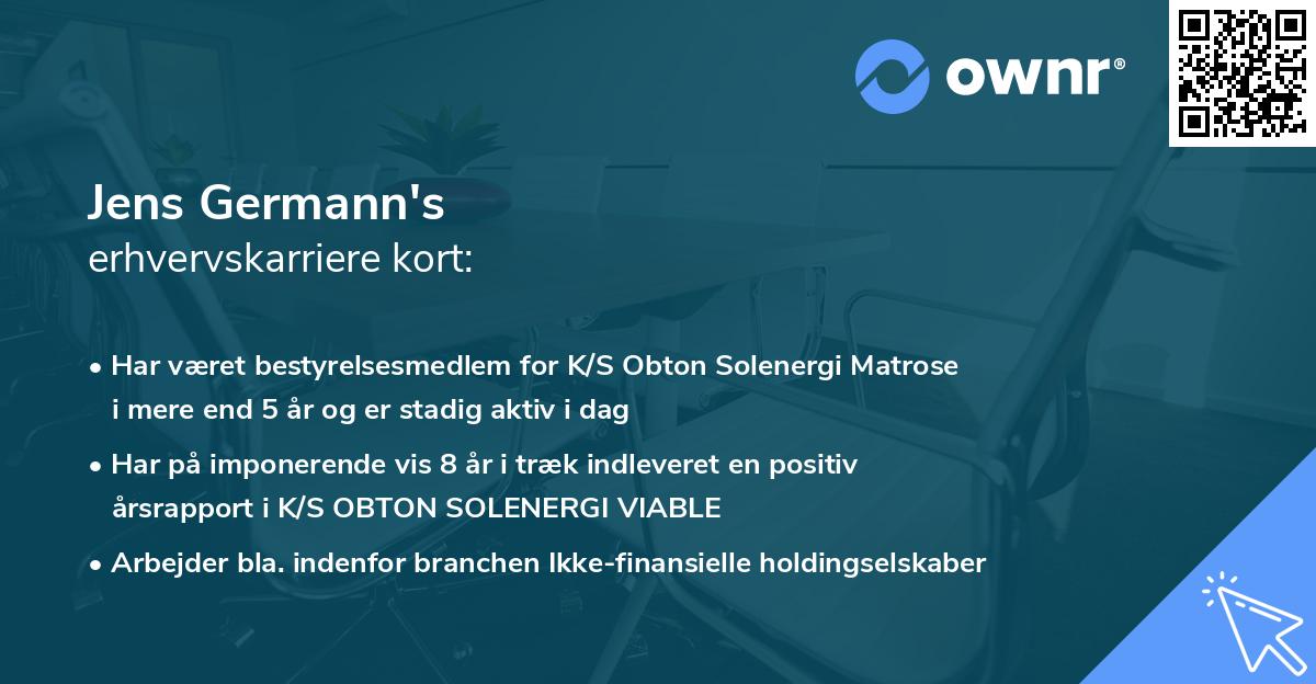 Jens Germann's erhvervskarriere kort