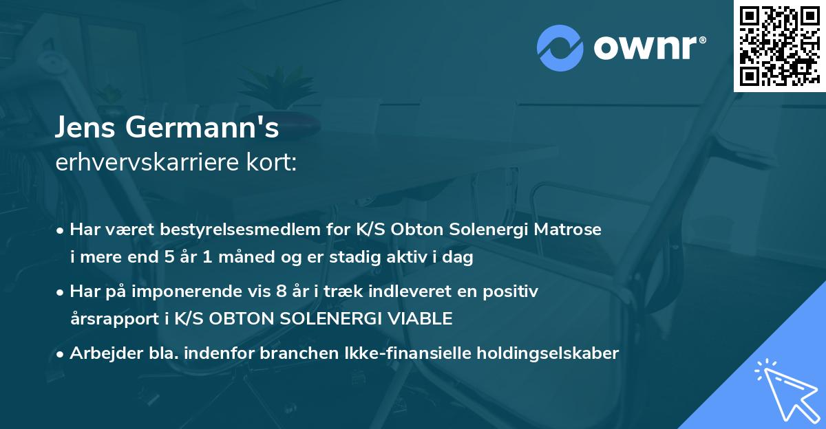 Jens Germann's erhvervskarriere kort