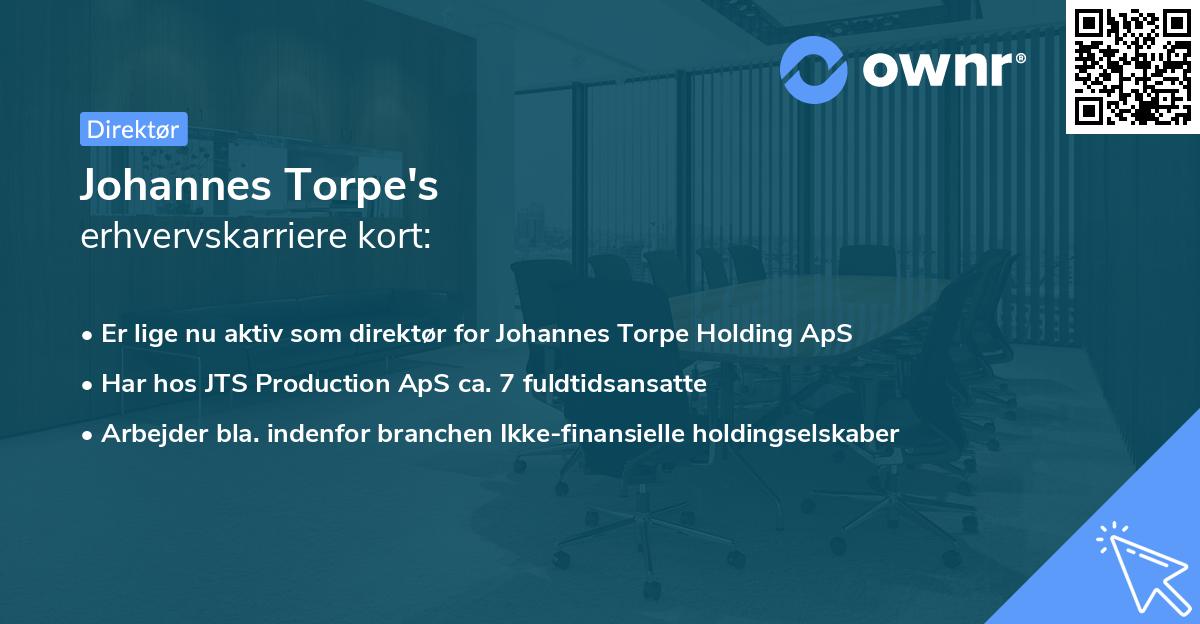 Johannes Torpe's erhvervskarriere kort