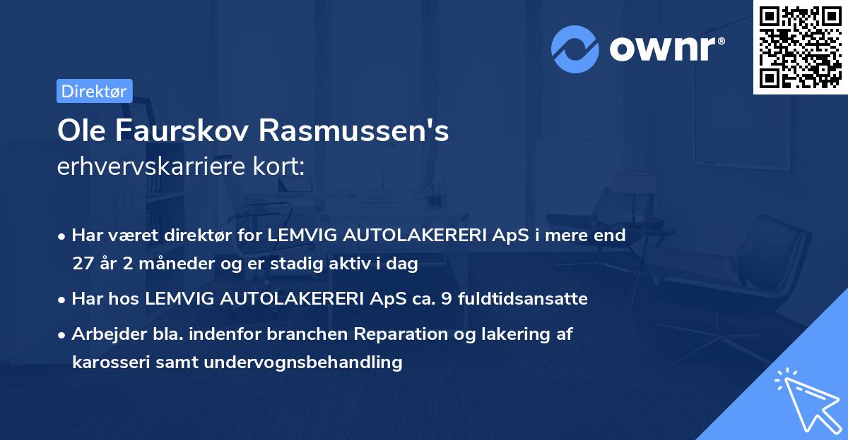 Ole Faurskov Rasmussen's erhvervskarriere kort