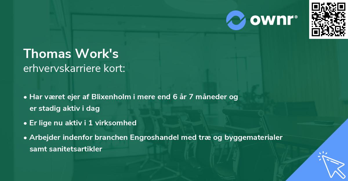 Thomas Work's erhvervskarriere kort