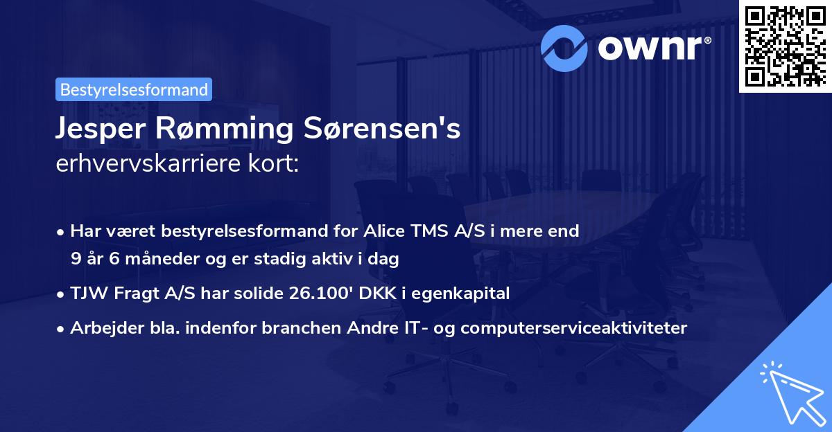 Jesper Rømming Sørensen's erhvervskarriere kort