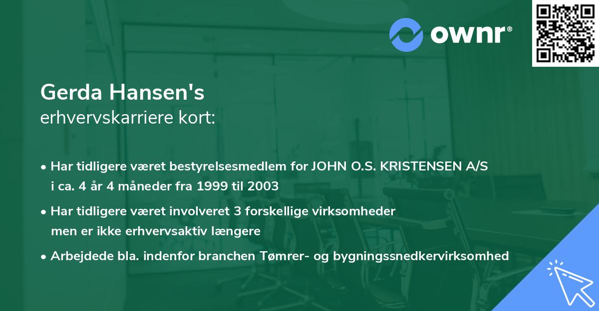 Gerda Hansen's erhvervskarriere kort