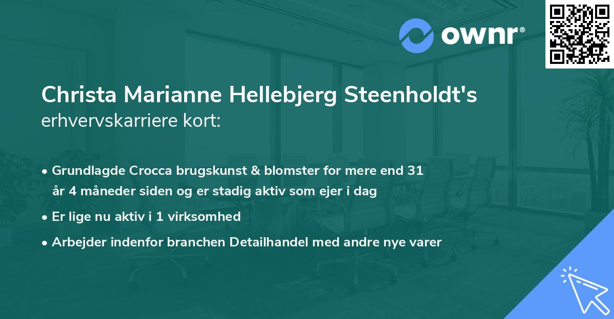 Christa Marianne Hellebjerg Steenholdt's erhvervskarriere kort