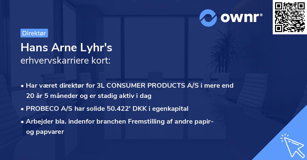 Hans Arne Lyhr's erhvervskarriere kort