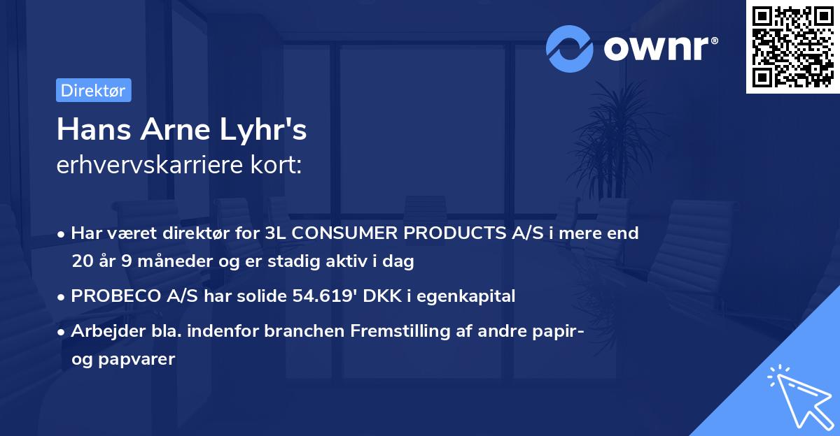 Hans Arne Lyhr's erhvervskarriere kort