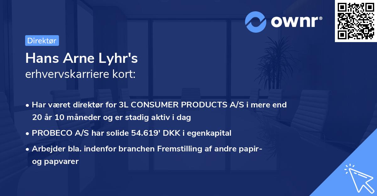 Hans Arne Lyhr's erhvervskarriere kort