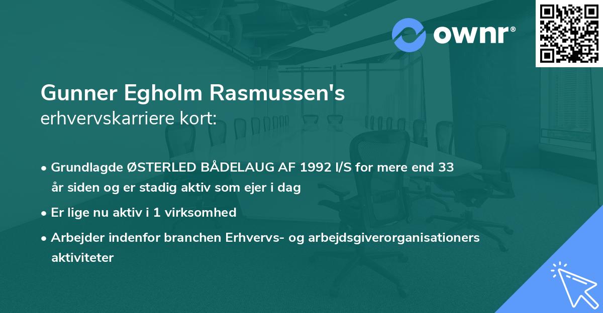Gunner Egholm Rasmussen's erhvervskarriere kort
