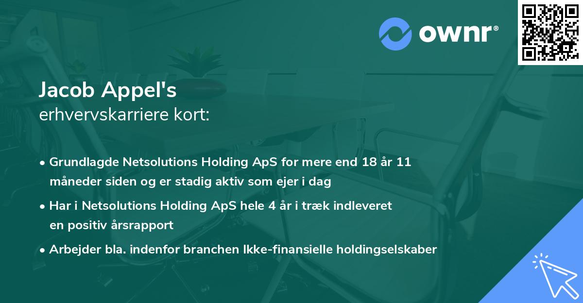 Jacob Appel's erhvervskarriere kort