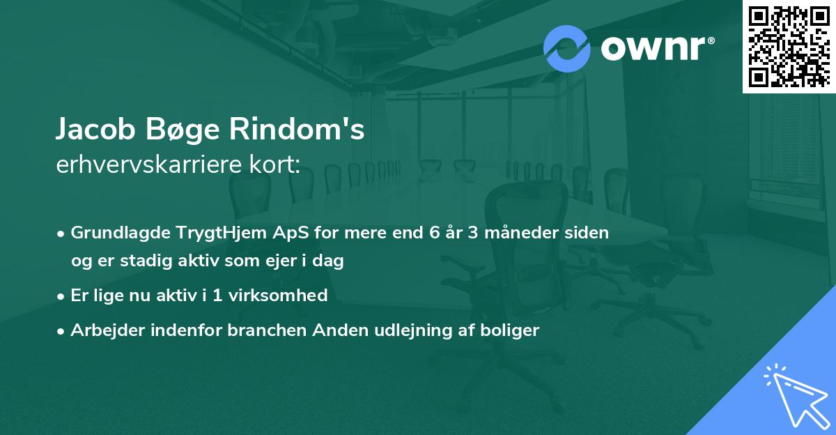 Jacob Bøge Rindom's erhvervskarriere kort