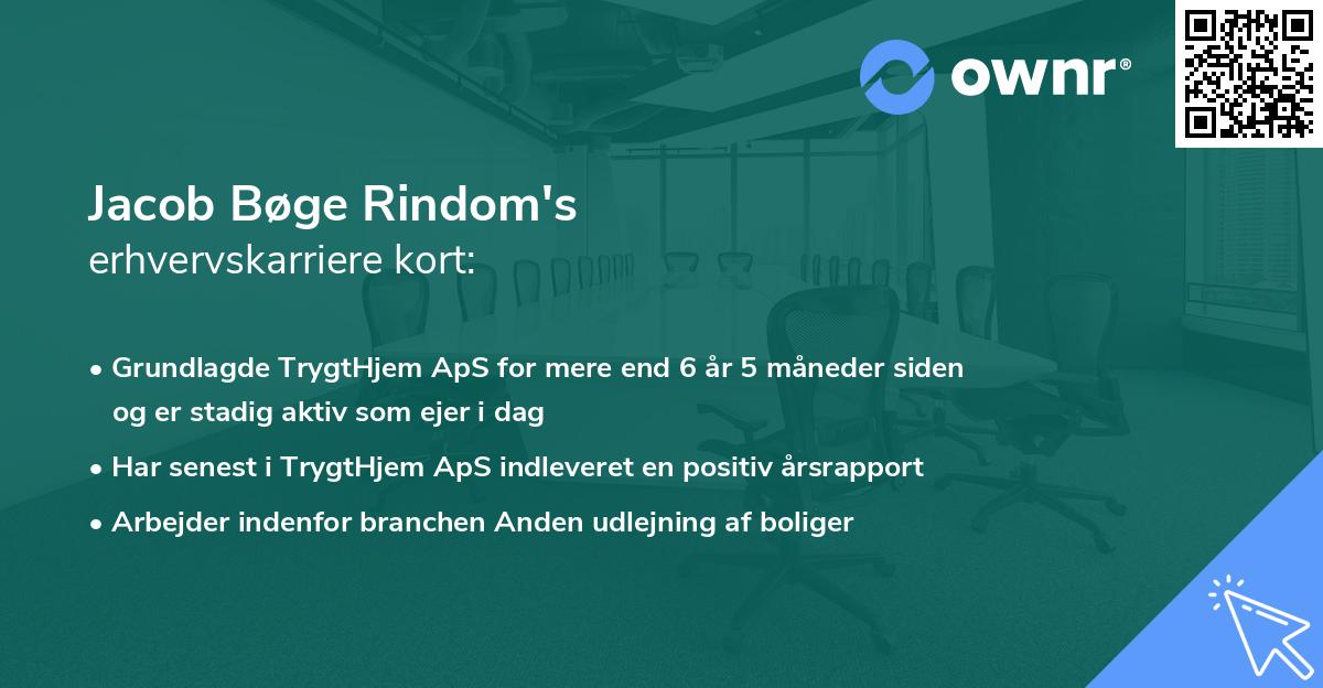 Jacob Bøge Rindom's erhvervskarriere kort