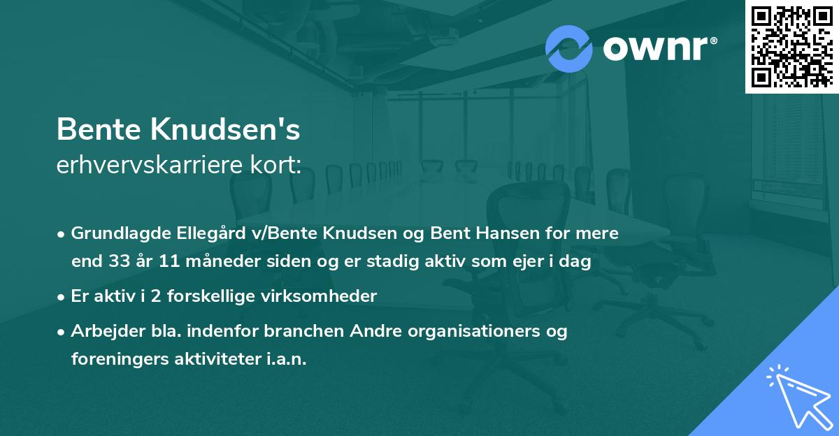 Bente Knudsen's erhvervskarriere kort