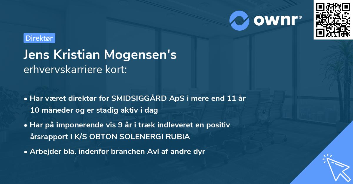 Jens Kristian Mogensen's erhvervskarriere kort