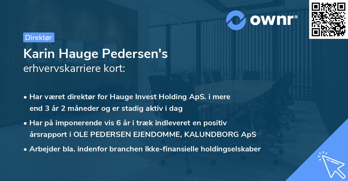 Karin Hauge Pedersen's erhvervskarriere kort