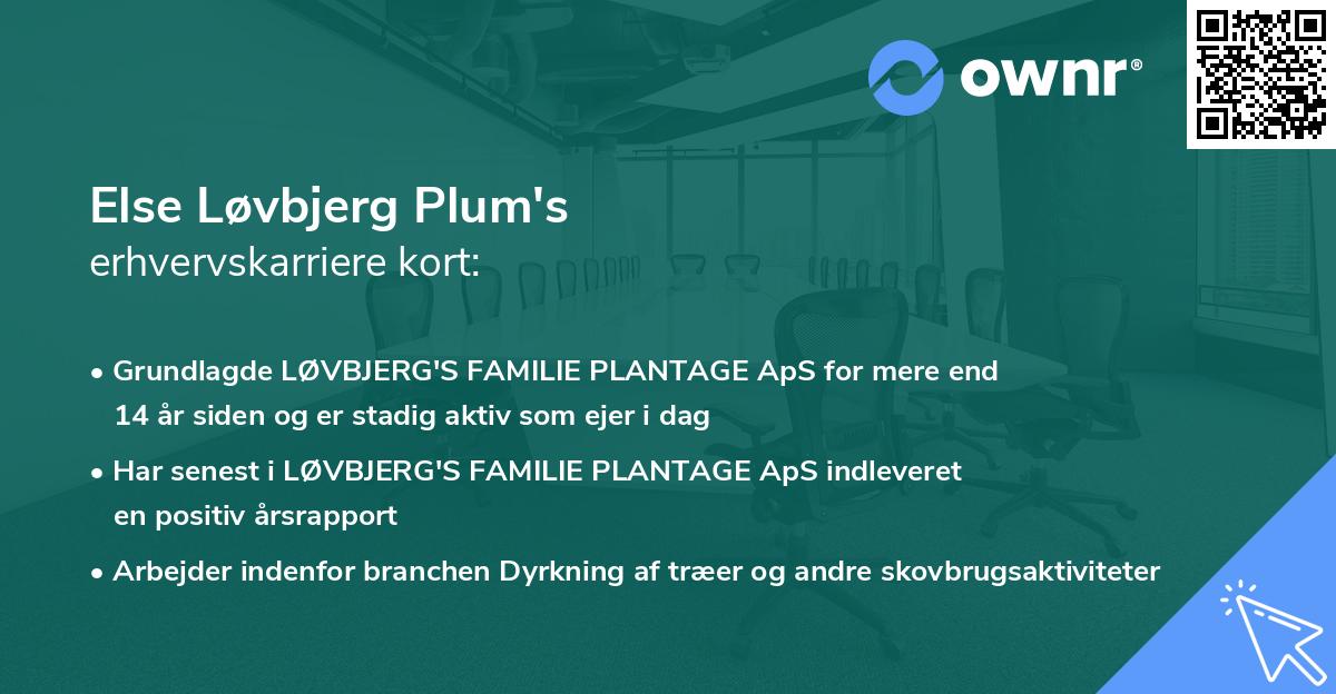 Else Løvbjerg Plum's erhvervskarriere kort