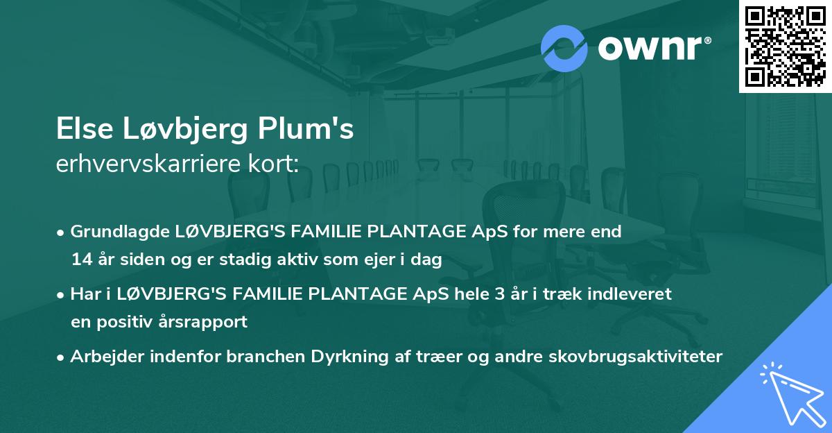 Else Løvbjerg Plum's erhvervskarriere kort