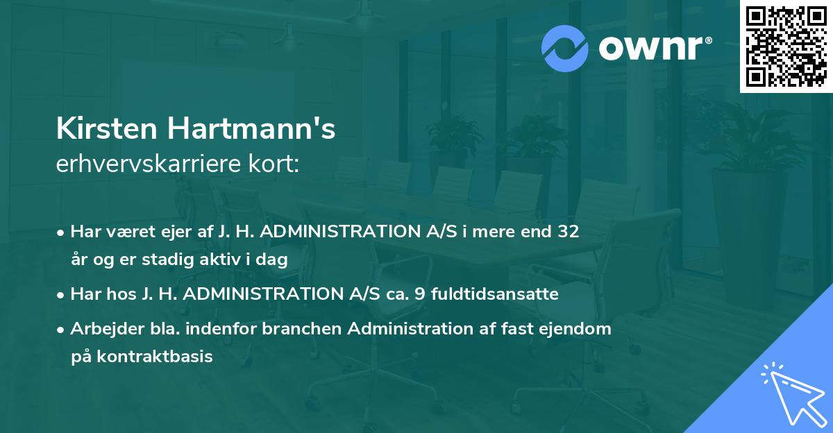 Kirsten Hartmann's erhvervskarriere kort