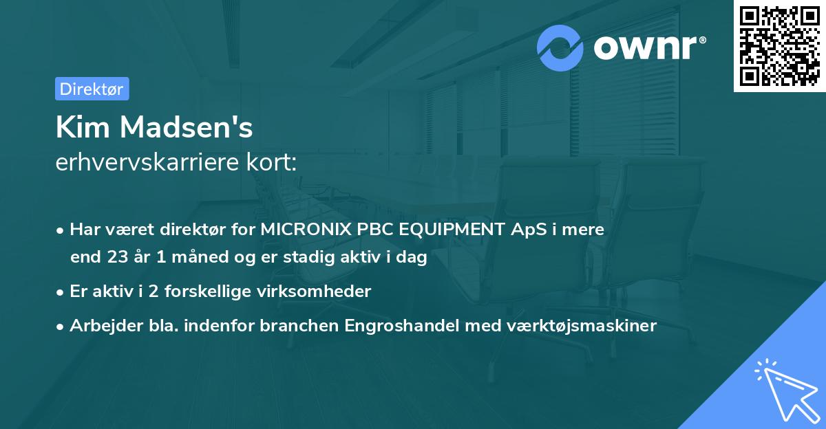Kim Madsen's erhvervskarriere kort