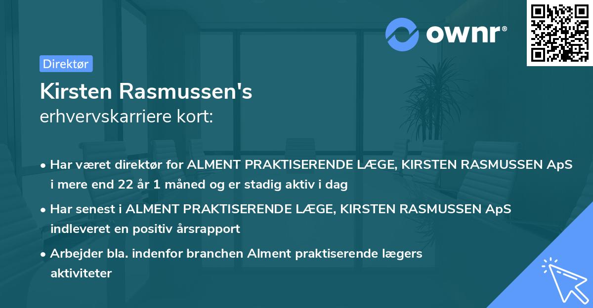 Kirsten Rasmussen's erhvervskarriere kort