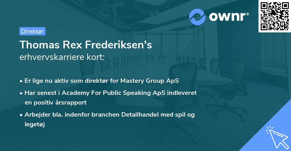 Thomas Rex Frederiksen's erhvervskarriere kort
