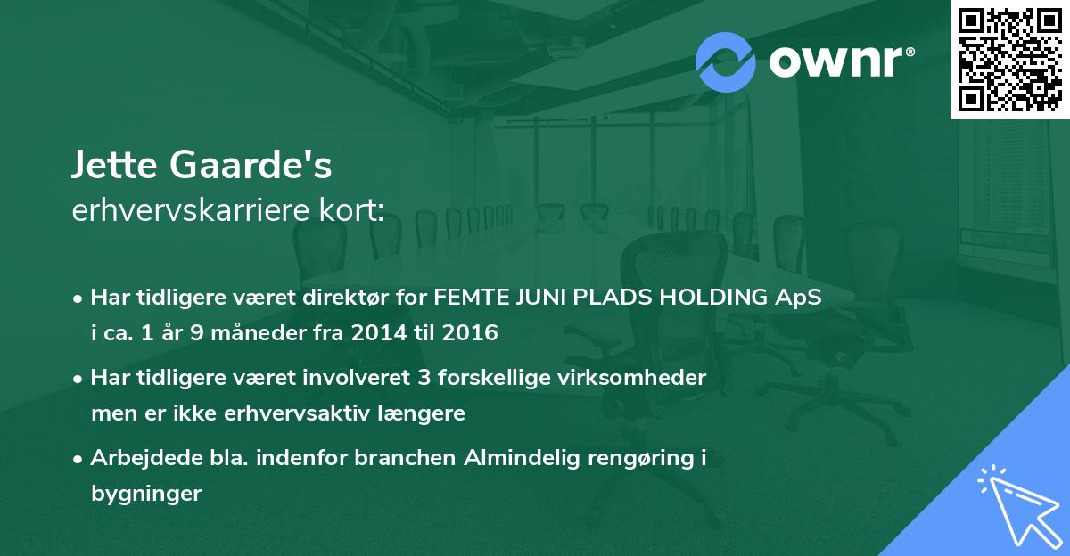 Jette Gaarde's erhvervskarriere kort