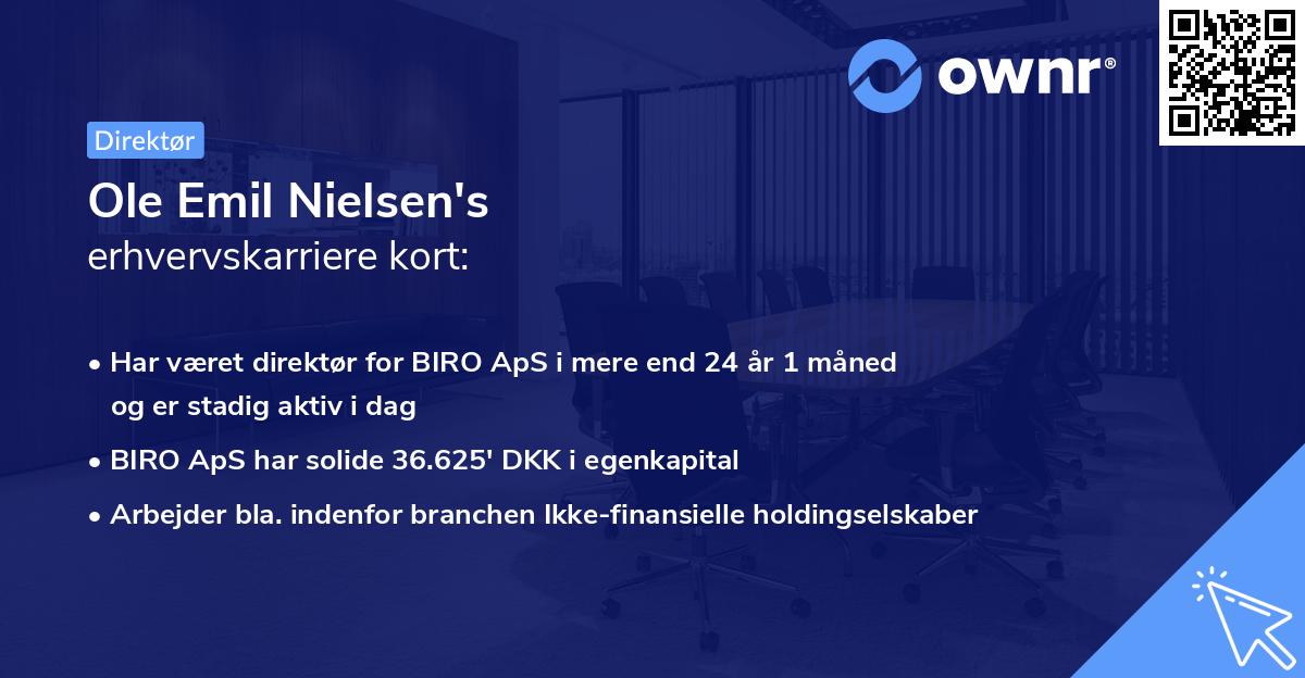 Ole Emil Nielsen's erhvervskarriere kort