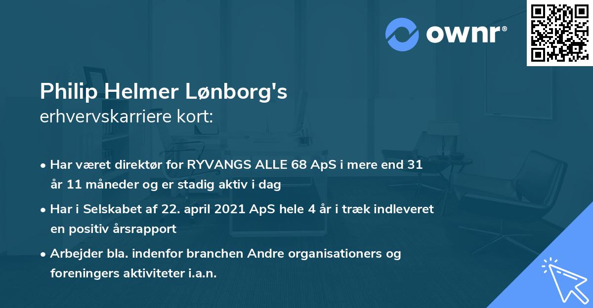 Philip Helmer Lønborg's erhvervskarriere kort