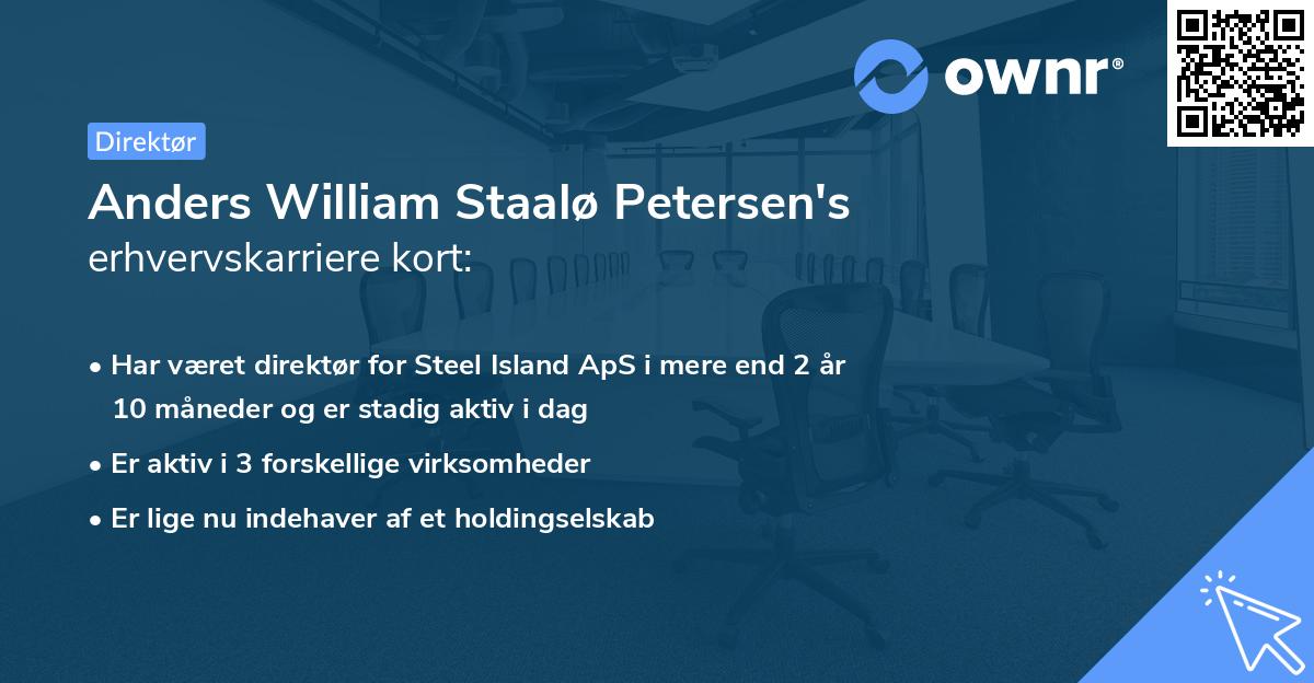 Anders William Staalø Petersen's erhvervskarriere kort