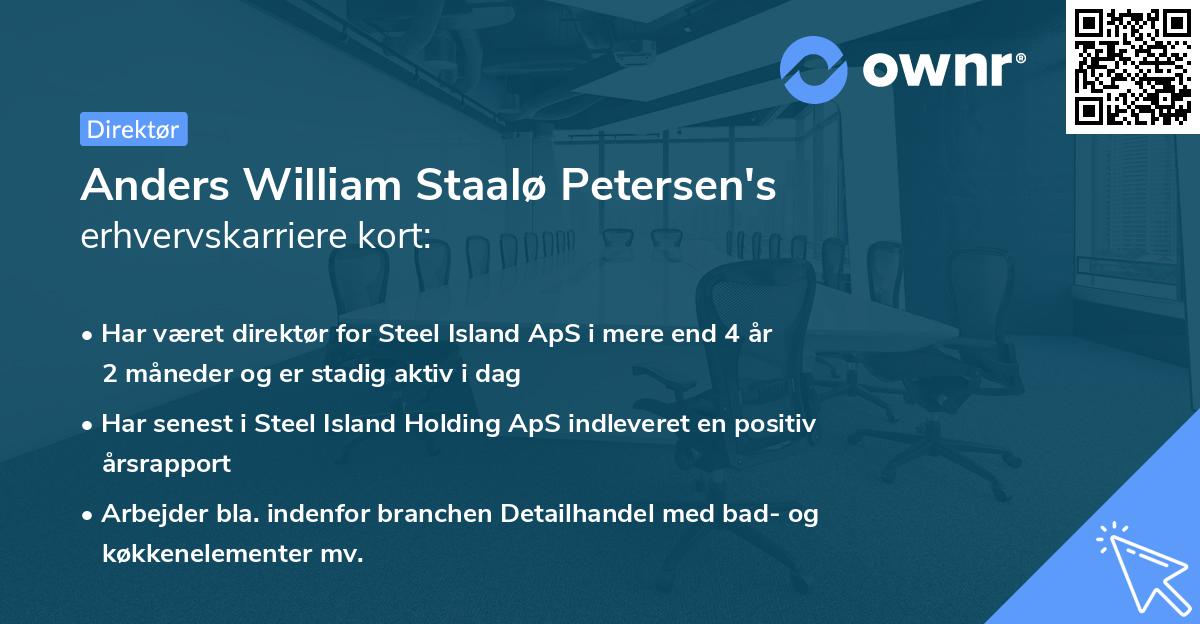 Anders William Staalø Petersen's erhvervskarriere kort