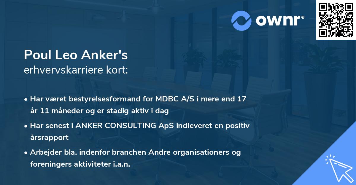 Poul Leo Anker's erhvervskarriere kort