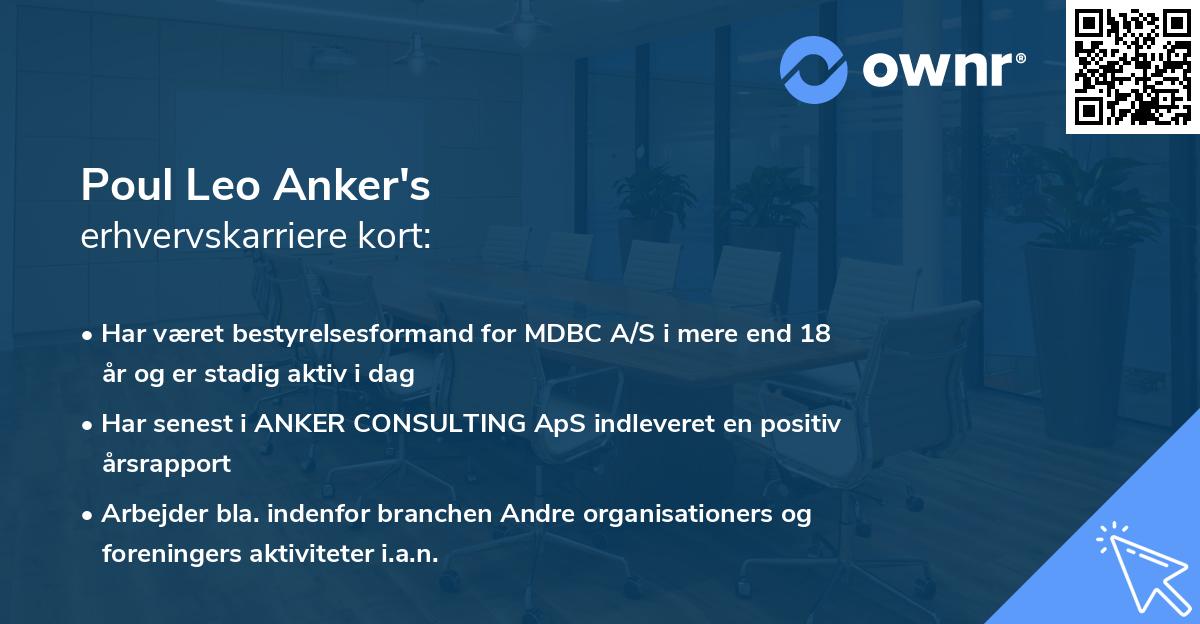 Poul Leo Anker's erhvervskarriere kort
