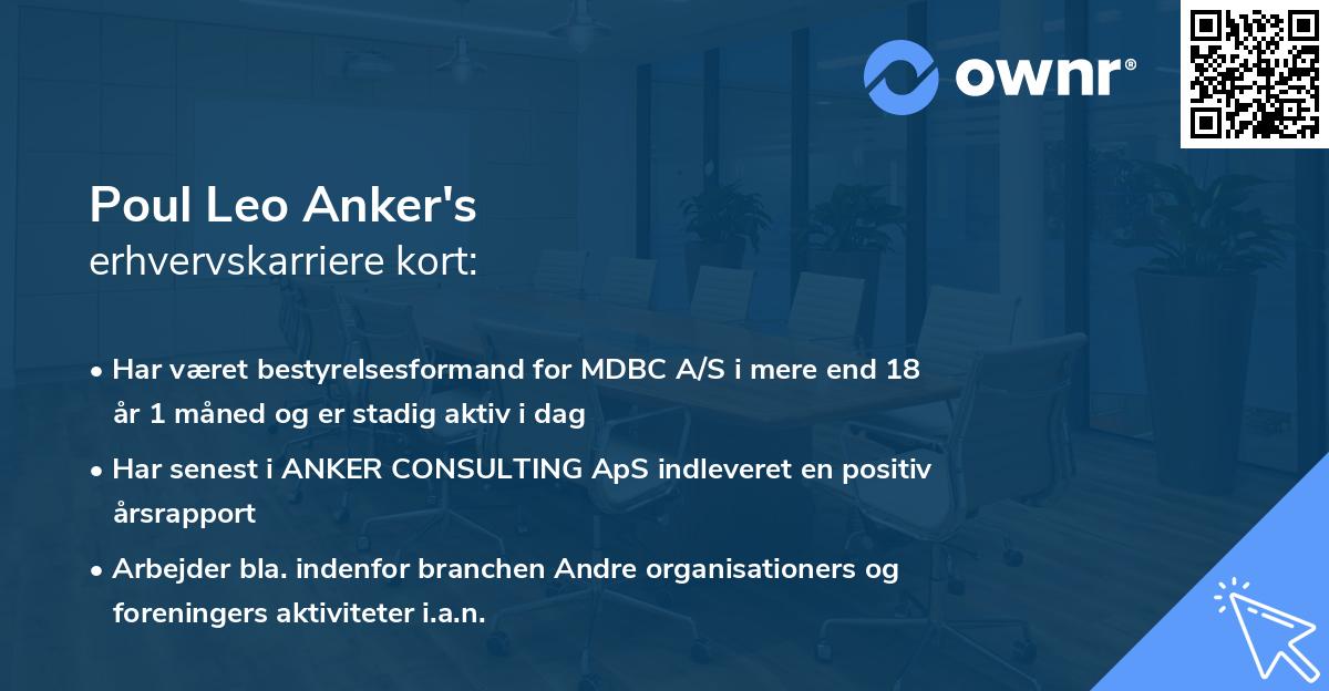 Poul Leo Anker's erhvervskarriere kort