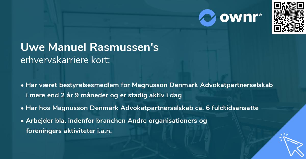 Uwe Manuel Rasmussen's erhvervskarriere kort