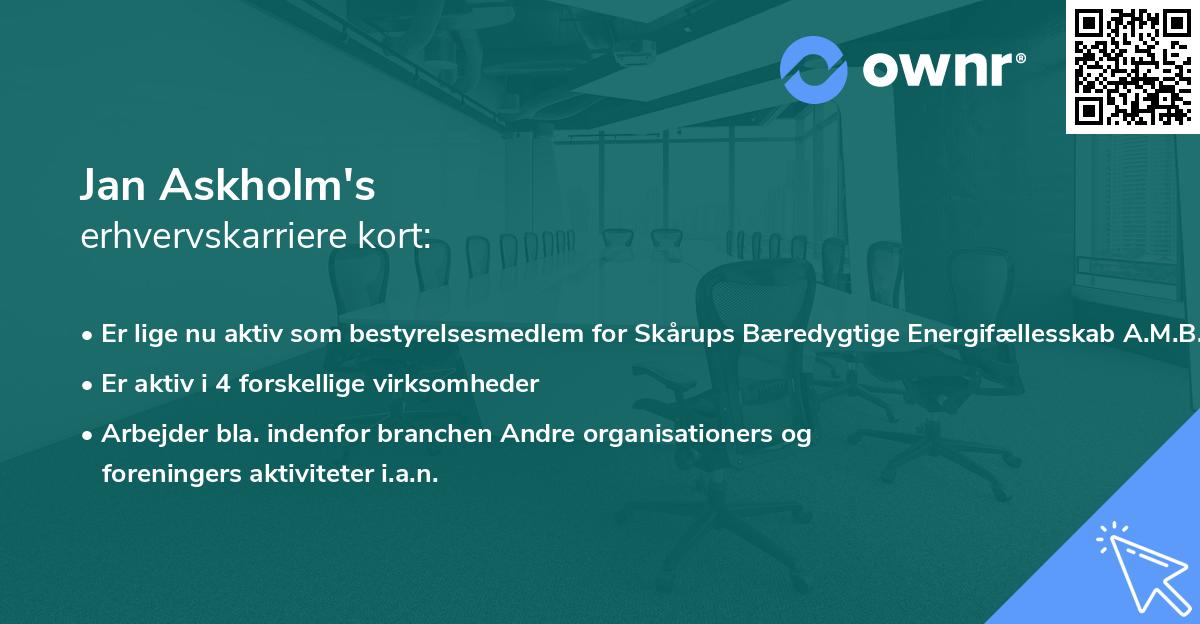 Jan Askholm's erhvervskarriere kort