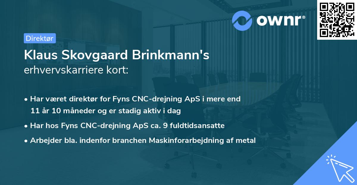Klaus Skovgaard Brinkmann's erhvervskarriere kort