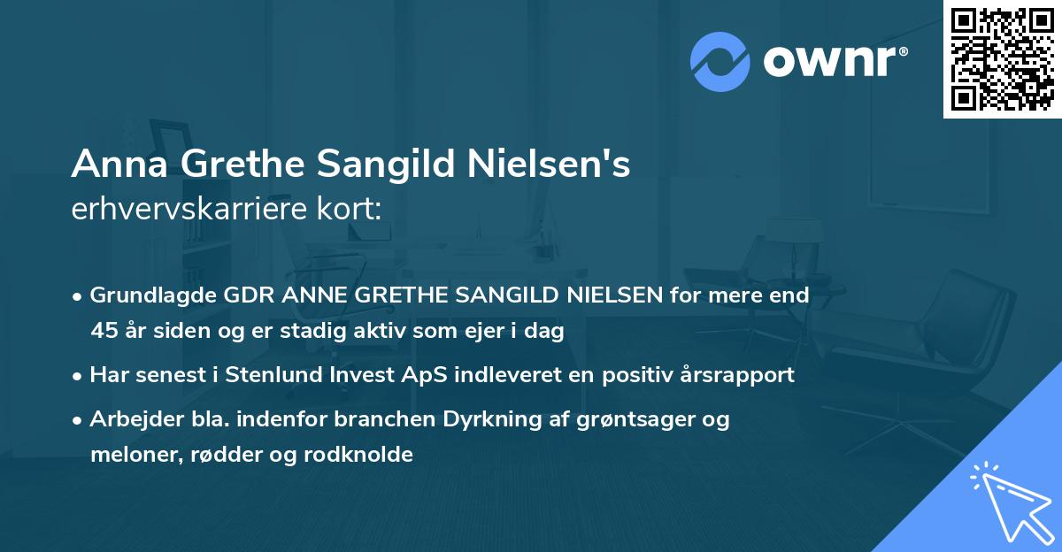 Anna Grethe Sangild Nielsen's erhvervskarriere kort