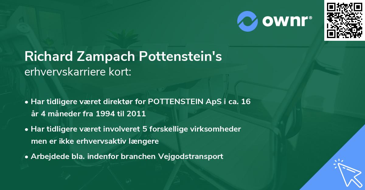 Richard Zampach Pottenstein's erhvervskarriere kort