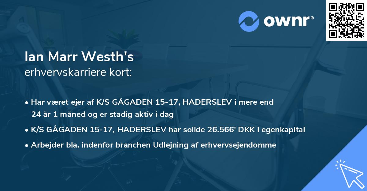 Ian Marr Westh's erhvervskarriere kort