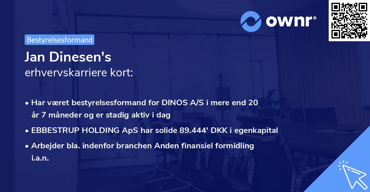 Jan Dinesen's erhvervskarriere kort