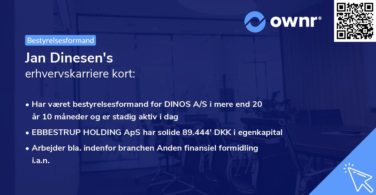 Jan Dinesen's erhvervskarriere kort
