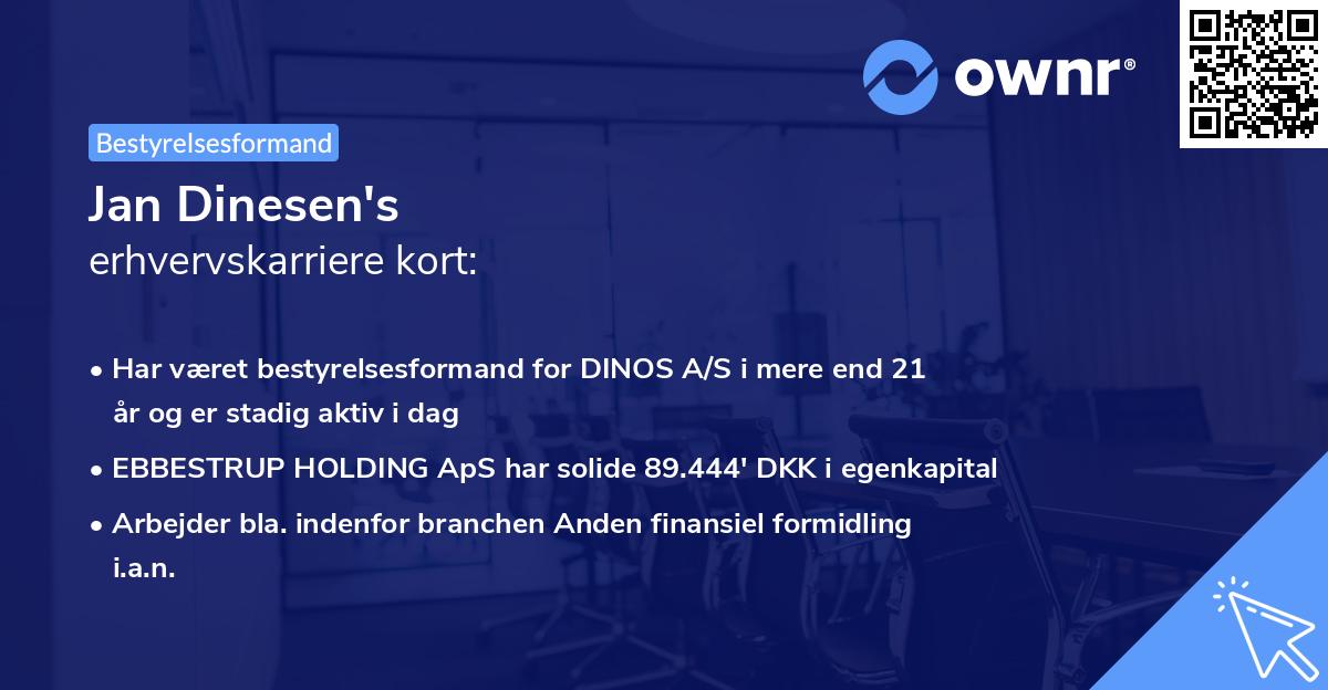 Jan Dinesen's erhvervskarriere kort