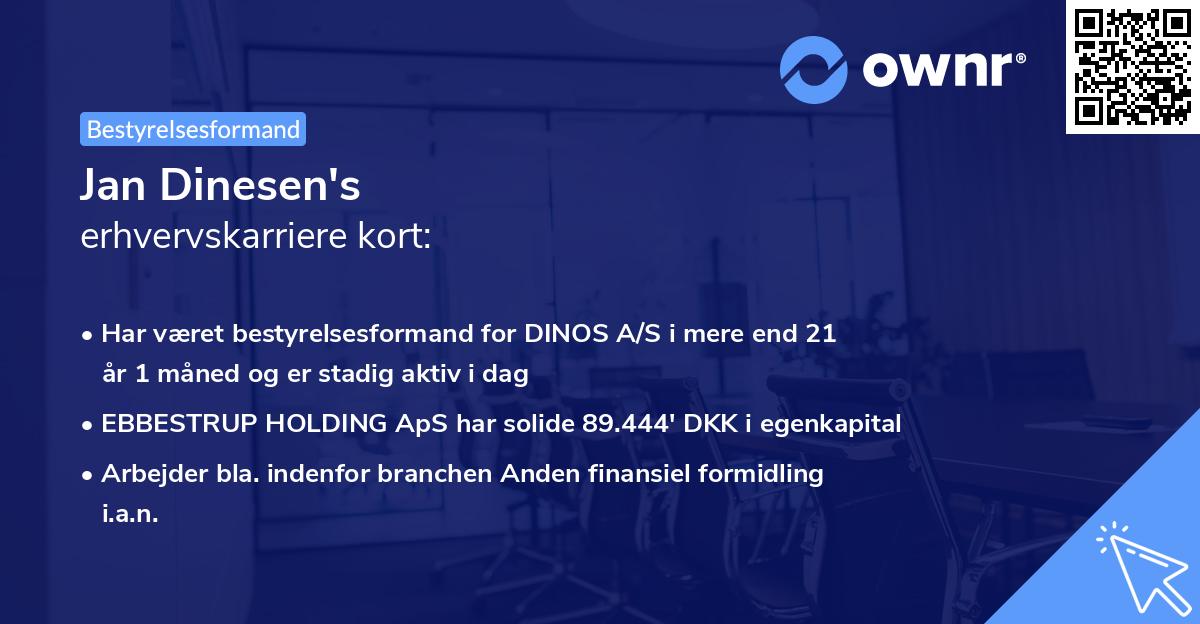 Jan Dinesen's erhvervskarriere kort